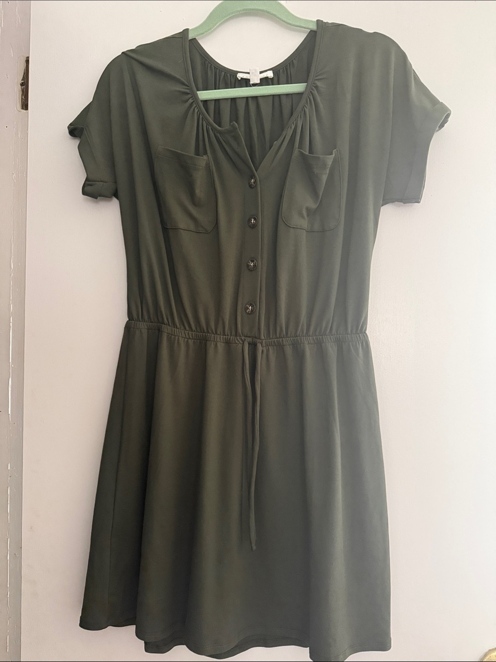 Socialite Olive Green Button-Front Dress